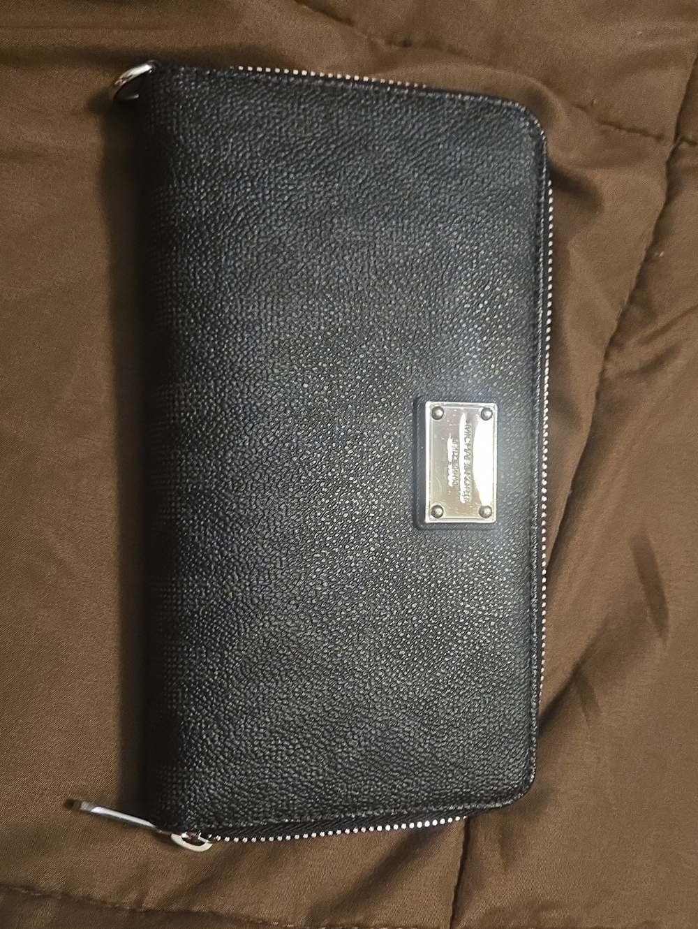 Black Michael Kors Pebbled Zip-Around Wallet